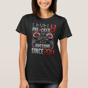 Level 8 Unlocked Awesome Since 2014 8th Birthday   T-Shirt