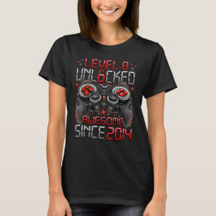 Level 8 Unlocked Awesome Since 2014 8th Birthday T-Shirt