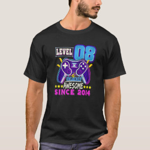 Level 8 Unlocked Awesome Since 2014 Gaming 8th Bir T-Shirt