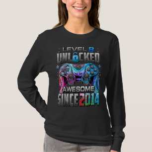Level 8 Unlocked Awesome Since 2014 Video Game 8th T-Shirt