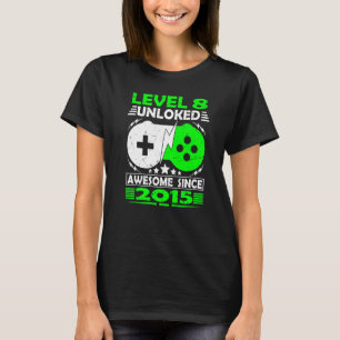 Level 8 Unlocked Awesome Since 2015 8th Birthday G T-Shirt