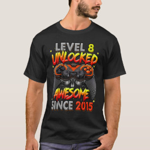 Level 8 Unlocked Awesome Since 2015 8th Birthday G T-Shirt