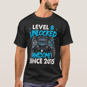 Level 8 Unlocked Awesome Since 2015 8th Birthday G T-Shirt