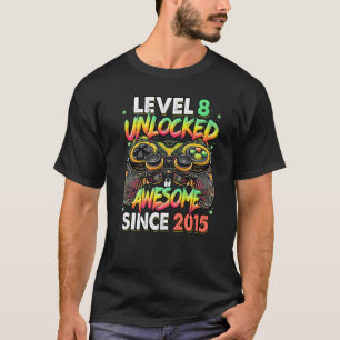 Level 8 Unlocked Awesome Since 2015 8th Birthday G T-Shirt