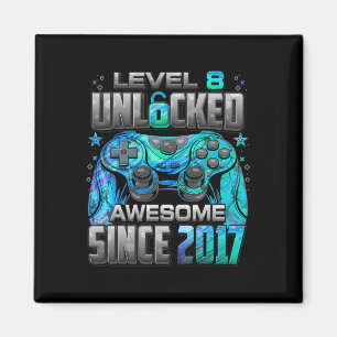 Level 8 Unlocked Awesome Since 2017 8th Birthday G Magnet