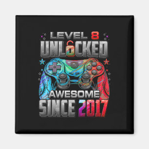 Level 8 Unlocked Awesome Since 2017 8th Birthday G Magnet