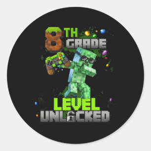 Level 8 Unlocked Awesome Since 2017 Birthday Boy P Classic Round Sticker