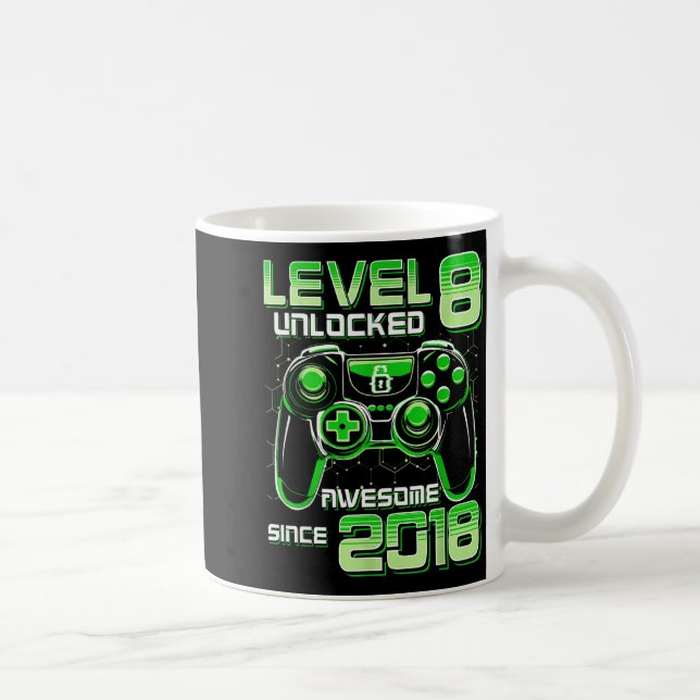 Level 8 Unlocked Awesome Since 2018 8th Birthday G Coffee Mug (Right)