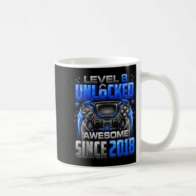 Level 8 Unlocked Awesome Since 2018 8th Birthday G Coffee Mug (Right)