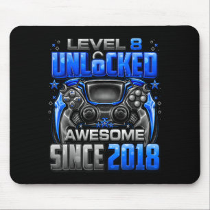 Level 8 Unlocked Awesome Since 2018 8th Birthday G Mouse Pad