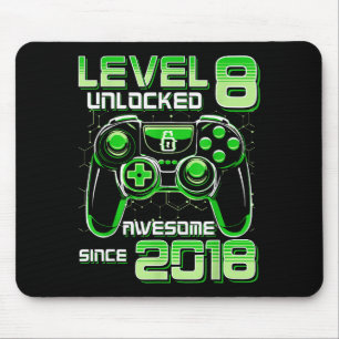 Level 8 Unlocked Awesome Since 2018 8th Birthday G Mouse Pad