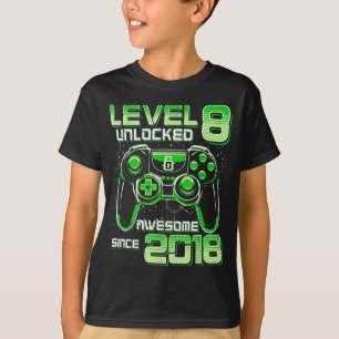 Level 8 Unlocked Awesome Since 2018 8th Birthday G T-Shirt