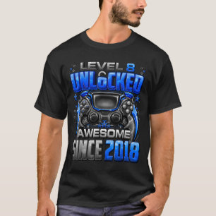 Level 8 Unlocked Awesome Since 2018 8th Birthday G T-Shirt