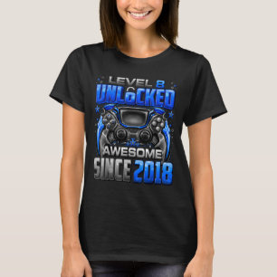 Level 8 Unlocked Awesome Since 2018 8th Birthday G T-Shirt