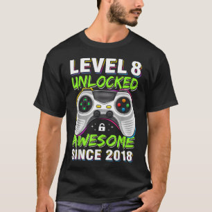 Level 8 Unlocked Awesome Since 2018 8Th Birthday T-Shirt