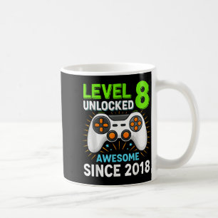 Level 8 unlocked awesome since 2018 gaming birthda coffee mug
