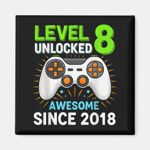 Level 8 unlocked awesome since 2018 gaming birthda magnet