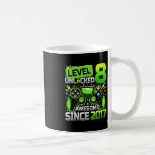Level 8 Unlocked Awesome Since 8th Birthday Gaming Coffee Mug