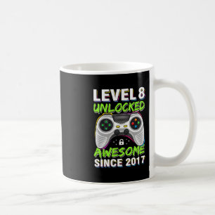 Level 8 Unlocked Awesome Since 8th Birthday Gaming Coffee Mug