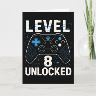 Level 8 Unlocked Birthday 8th Birthday Kids Boys V Card