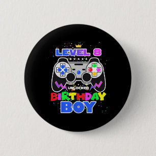 Level 8 Unlocked Birthday Boy Video Game 8th Birth 6 Cm Round Badge