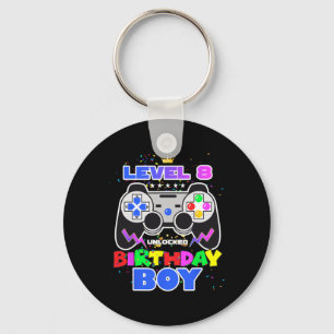 Level 8 Unlocked Birthday Boy Video Game 8th Birth Key Ring