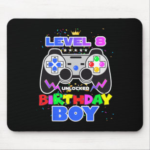Level 8 Unlocked Birthday Boy Video Game 8th Birth Mouse Pad