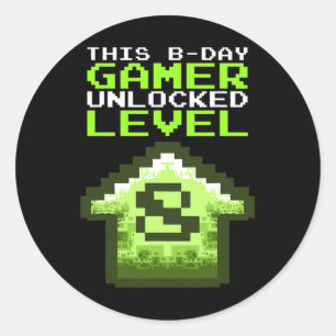 Level 8 Unlocked Birthday Video Game 8th Birthday Classic Round Sticker