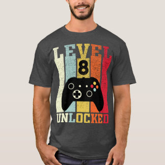 Level 8 Unlocked Funny Video 8th Birthday Gift T-Shirt
