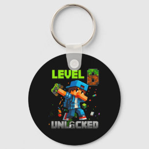 Level 8 Unlocked Funy Birthday Boy Pixel Gamer 8th Key Ring