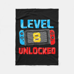 Level 8 Unlocked Gamer 8th Birthday Gift Video Gam Fleece Blanket