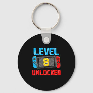 Level 8 Unlocked Gamer 8th Birthday Gift Video Gam Key Ring
