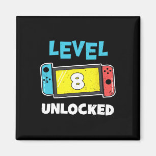 Level 8 Unlocked Gamer 8th Birthday Video Game Lov Magnet