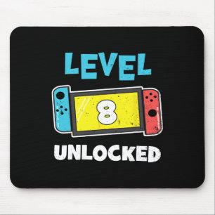 Level 8 Unlocked Gamer 8th Birthday Video Game Lov Mouse Pad