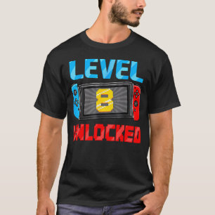 Level 8 Unlocked Gamer 8Th Birthday Video Game T-Shirt