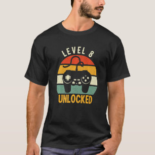 Level 8 Unlocked Gamer Gaming 8th Birthday T-Shirt