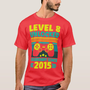 Level 8 Unlocked Legendary Since 2015 8th Birthday T-Shirt