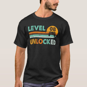 Level 8 Unlocked Retro Video Gamer 8 Year Birthday T-Shirt