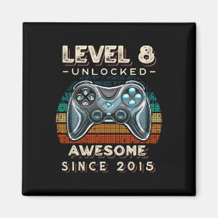 Level 8 Unlocked Video Game 8th Birthday 8 Yr Old Magnet