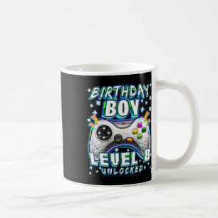 Level 8 Unlocked Video Game 8th Birthday Gamer Boy Coffee Mug