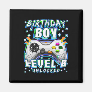 Level 8 Unlocked Video Game 8th Birthday Gamer Boy Magnet