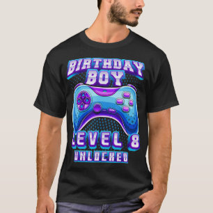 Level 8 Unlocked Video Game 8th Birthday Gamer Boy T-Shirt