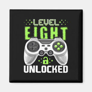 Level 8 Unlocked Video Game 8th Birthday Gamer Gif Magnet