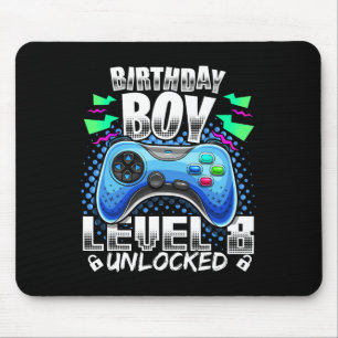 Level 8 Unlocked Video Game 8th Birthday Gamer Gif Mouse Pad