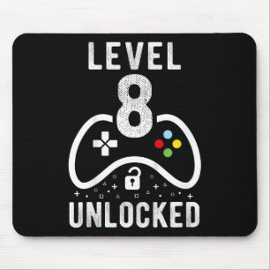 Level 8 Unlocked Video Game 8th Birthday Gift Mouse Pad