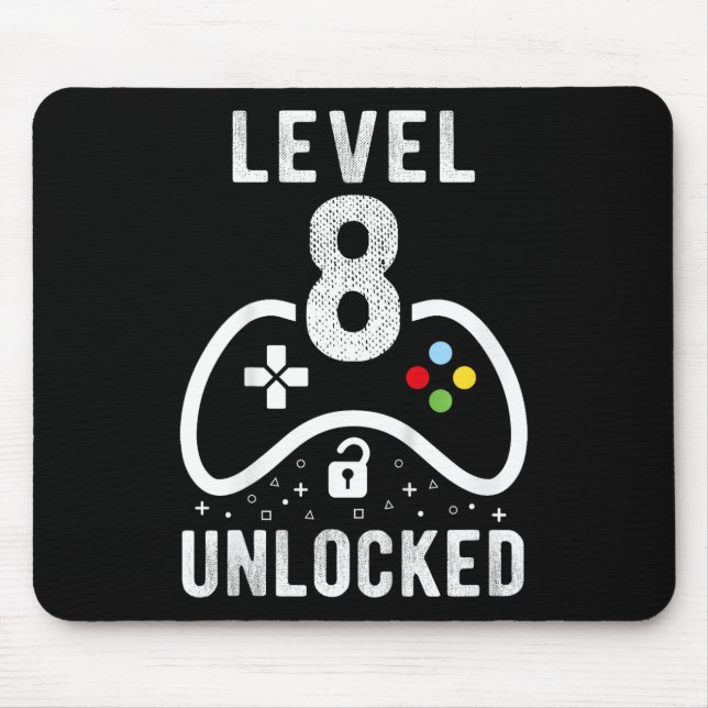 Level 8 Unlocked Video Game 8th Birthday Gift  Mouse Pad (Front)