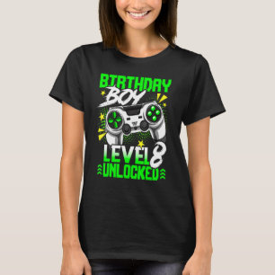 Level 8 Unlocked Video Game Player Birthday Boy T-Shirt