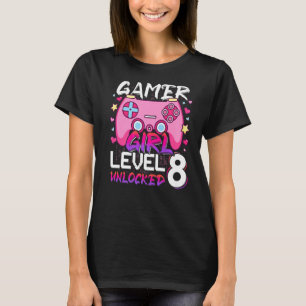 Level 8 Unlocked Video Gamer 8 Years Old 8 Birthda T-Shirt