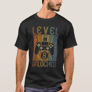 Level 8 Unlocked Video Gamer 8 Years Old 8Th Birth T-Shirt