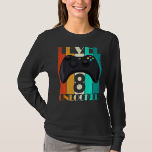 Level 8 Unlocked Video Gamer 8th Birthday T-Shirt